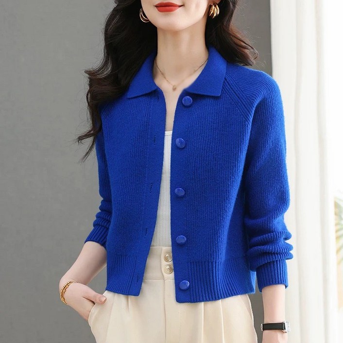 jieve 여성 가을 겨울 니트 가디건 긴팔 짧은 버튼 디자인 심플 스타일 SY090477