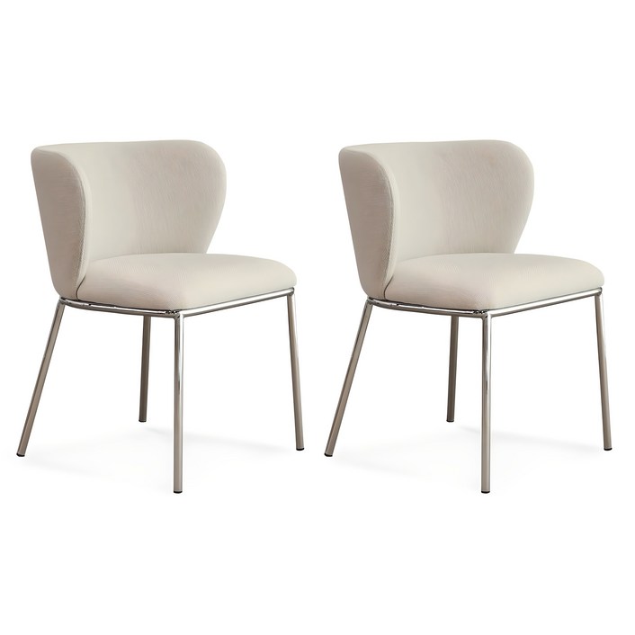 T-JENNA 카페 인테리어 식탁 의자 2p, 오트밀+실버(무료배송) X 2개, 1세트