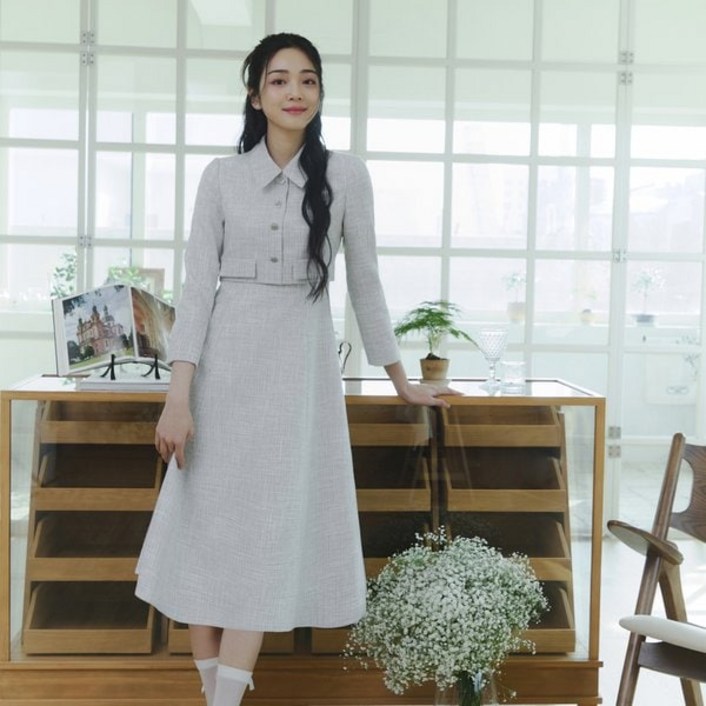 잇미샤 24 SS 스탠카라 트위드 원피스 ITO2ZOP710