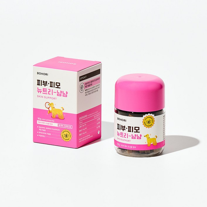 보호리 피부 피모 뉴트리냠냠 2.0 90g 강아지 발사탕 가려움 건조 모질 습진 영양제, 2개, 피부피모, 90정