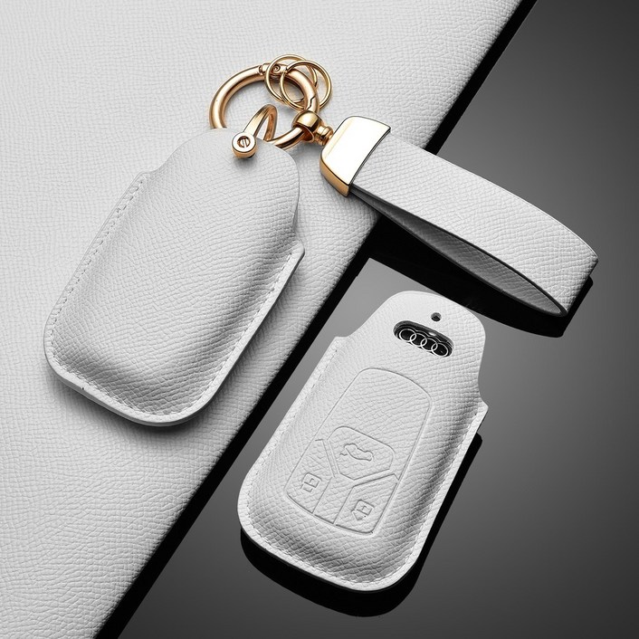 아우디 호환 가죽 키케이스 자동차 키링 키홀더, 아우디-A타입, 베이지