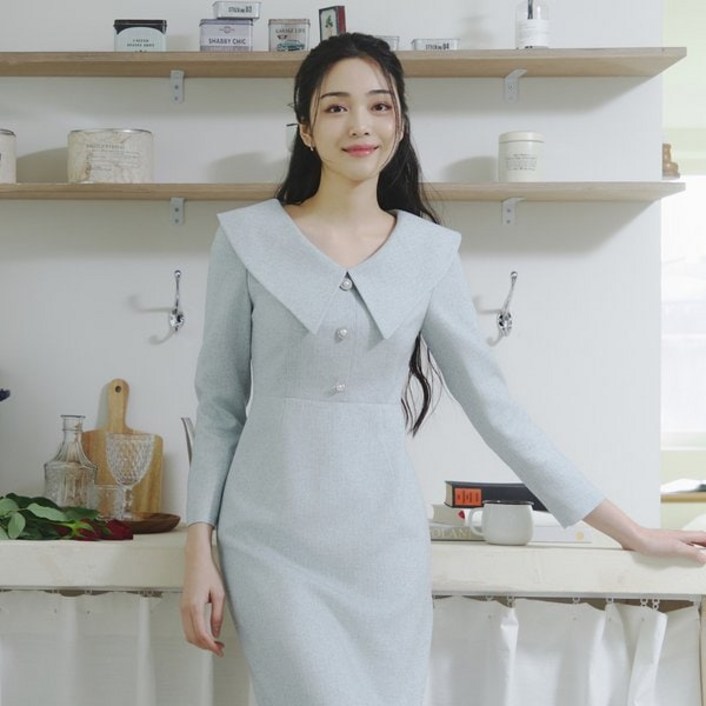 잇미샤 여성 미디 원피스 빅카라 결혼식 하객룩