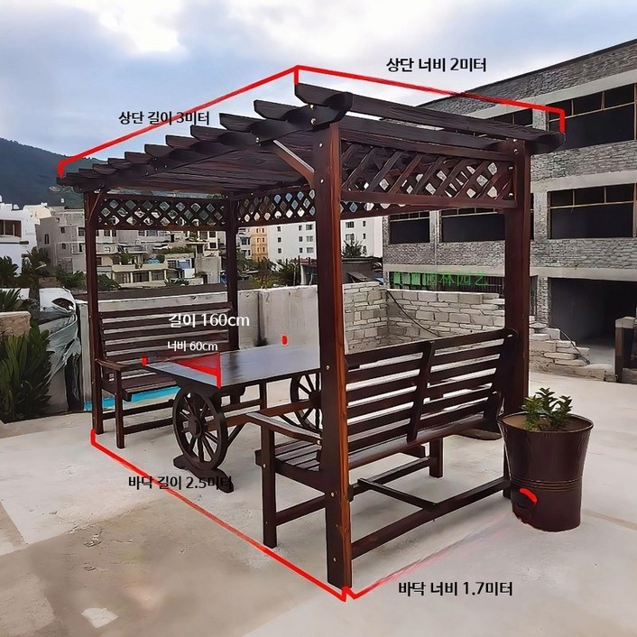 야외용 원목 테이블세트 접이식 정원용 의자 포함 실내외 겸용 카페 가구