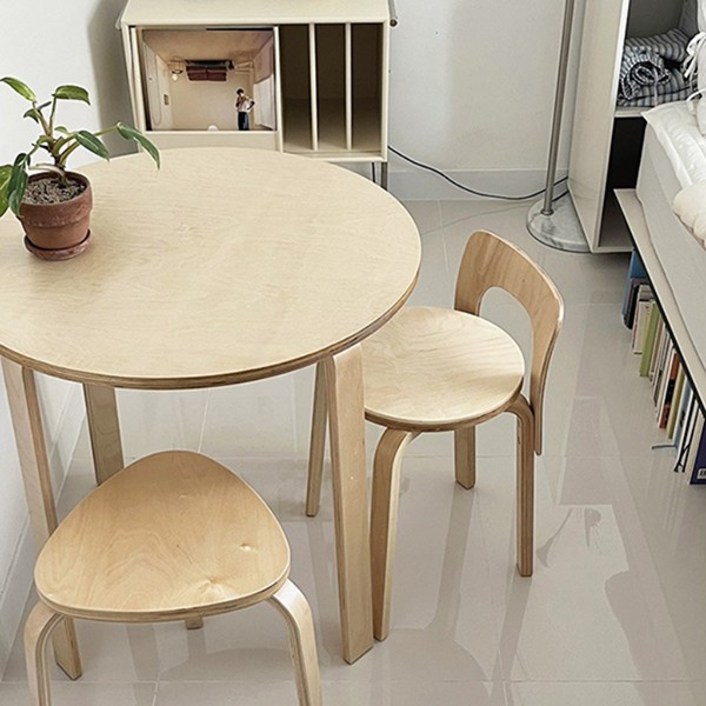 토리 자작나무 원목 테이블 작은방 원룸 원형사각 높이선택