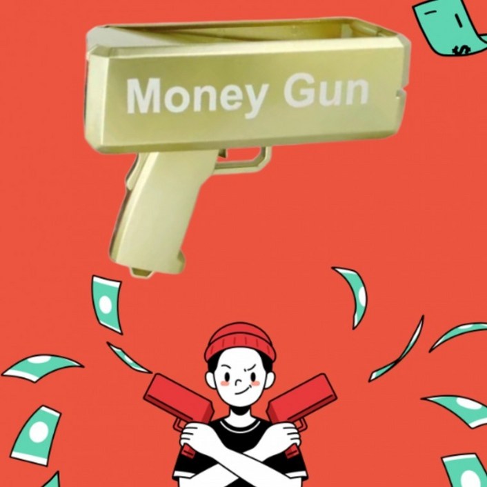 돈다발 머니건 생일 용돈박스 파티용품 돈쏘는총 용돈건 돈다발총 캐쉬건 현금총 돈뿌리기, 1개, 상세페이지 참조