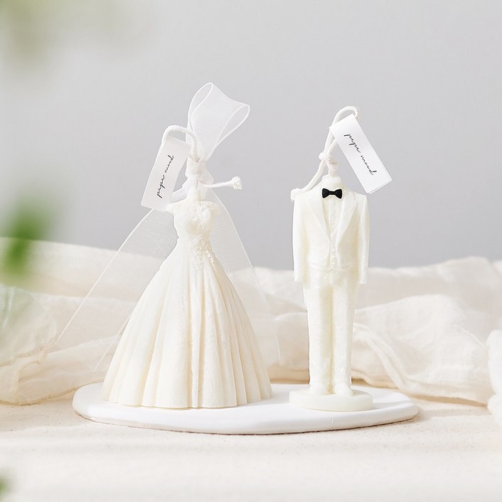 페페무드 웨딩 부부 캔들 세트 (캔들 받침, 선물 포장, 쇼핑백) 결혼 오브제, 블랙베리&베이