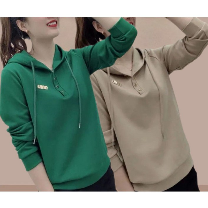 11 중년 여성 후드 맨투맨 캐주얼 봄 가을 후드 긴팔티 루즈핏 풀오버 상의 기질 심플 후드 맨투맨 티셔츠 CY