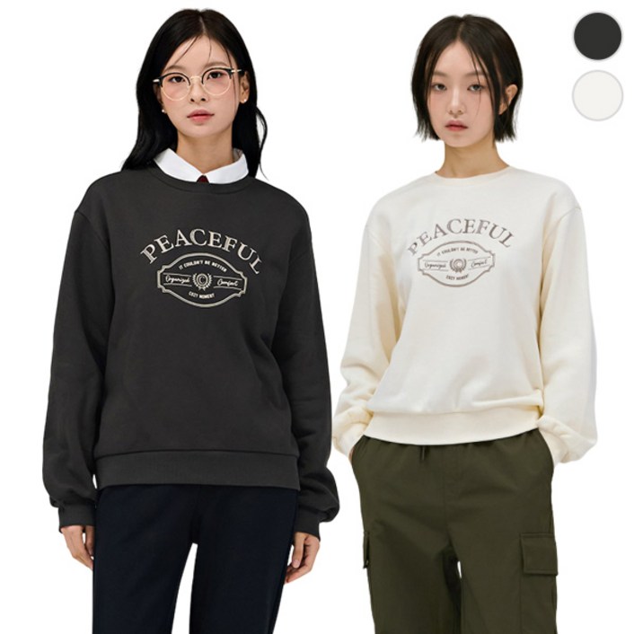 [체이스컬트] (본사직영)PEACEFUL 자수 기모 맨투맨 T-SHIRT2Color