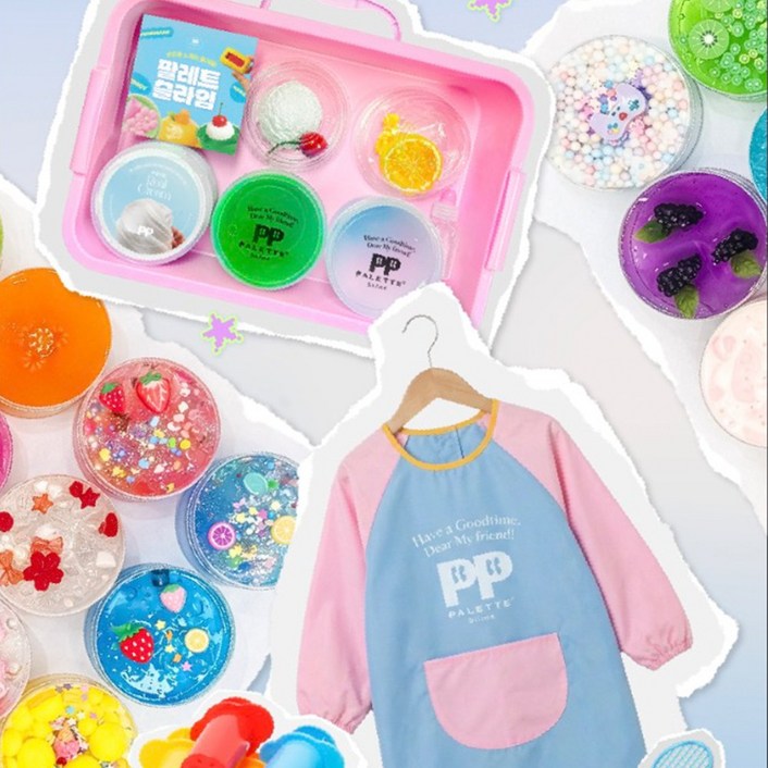 팔레트슬라임 20종 슬라임키트 랜덤박스 앞치마 파츠스쿱, 1세트, 2kg, 퍼플