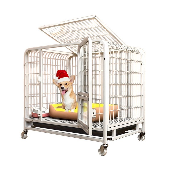 ZOZOFO 반려동물 사각케이지 강아지 울타리 애견 철장 대형견 사각철장, 화이트, 1개