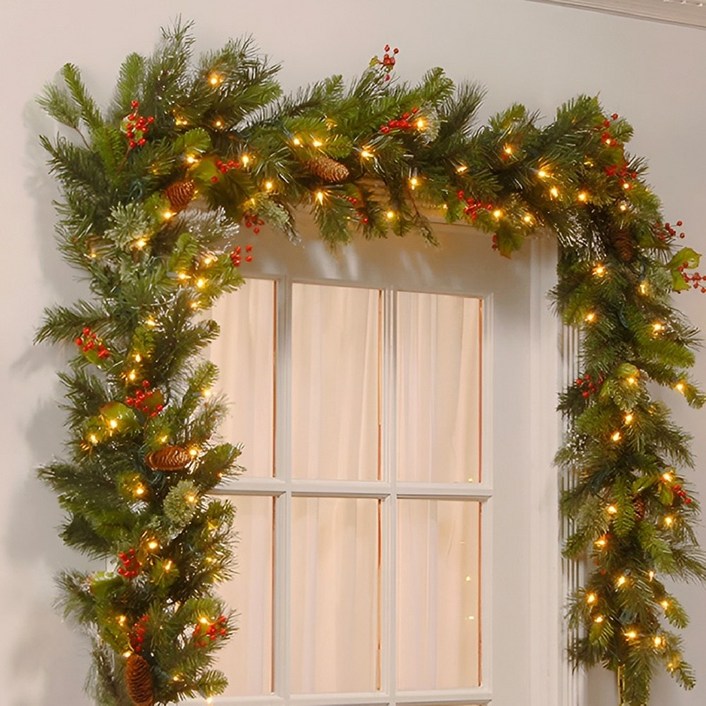 크리스마스 줄 트리 테이블 벽 문틀 난간 장식 롱 대형 장식 가랜드 리스 270CM