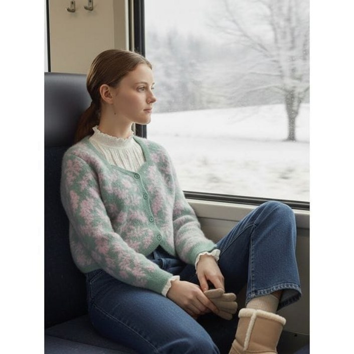 매장정품 THURSDAY ISLAND 써스데이 아일랜드 써스데이아일랜드 플라워 자카드 하트넥 가디건 T238MCD235W P404173425 918275