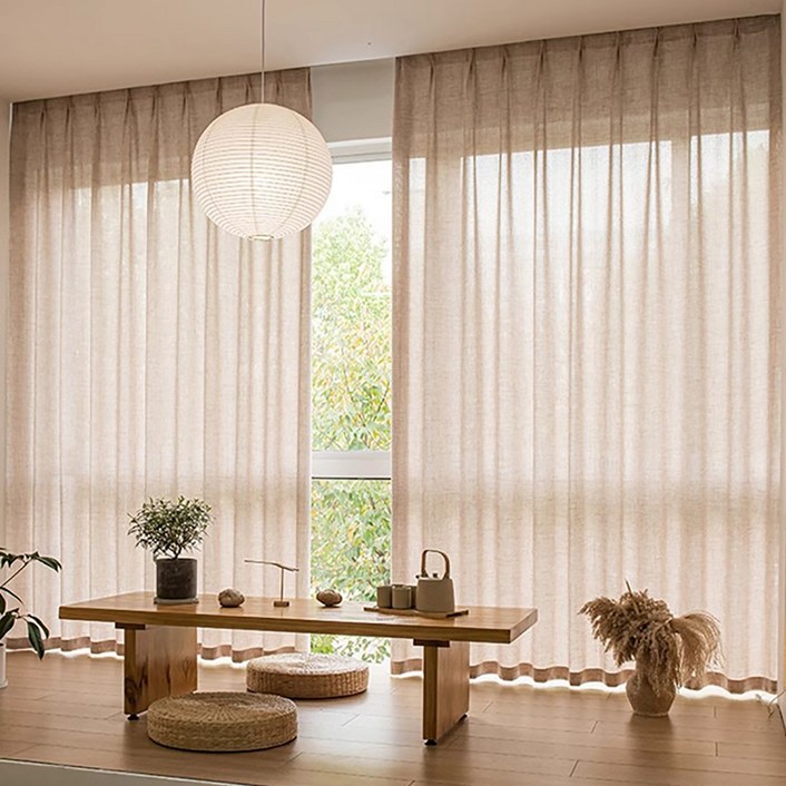 HAROO 고전 리넨 혼방 빈티지 거실 커튼11