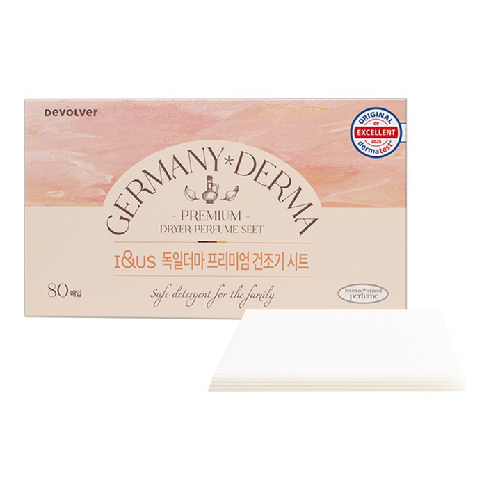 아이앤어스 독일더마 초고농축 섬유유연제 30일 향기 좋은 건조기 드라이 시트, 알러지없는 EWG 등급 항균시트