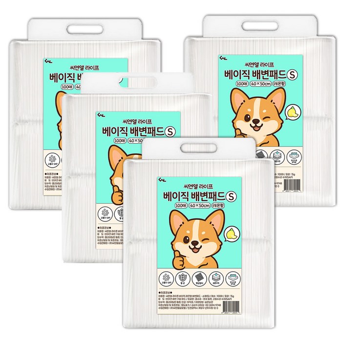 씨엔앨라이프 베이직 배변패드 모음전 레몬향, 4개, 100개입