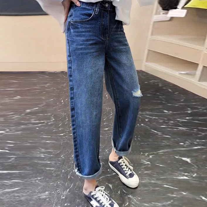 대박난박양 데미지 배기핏 스판 청바지