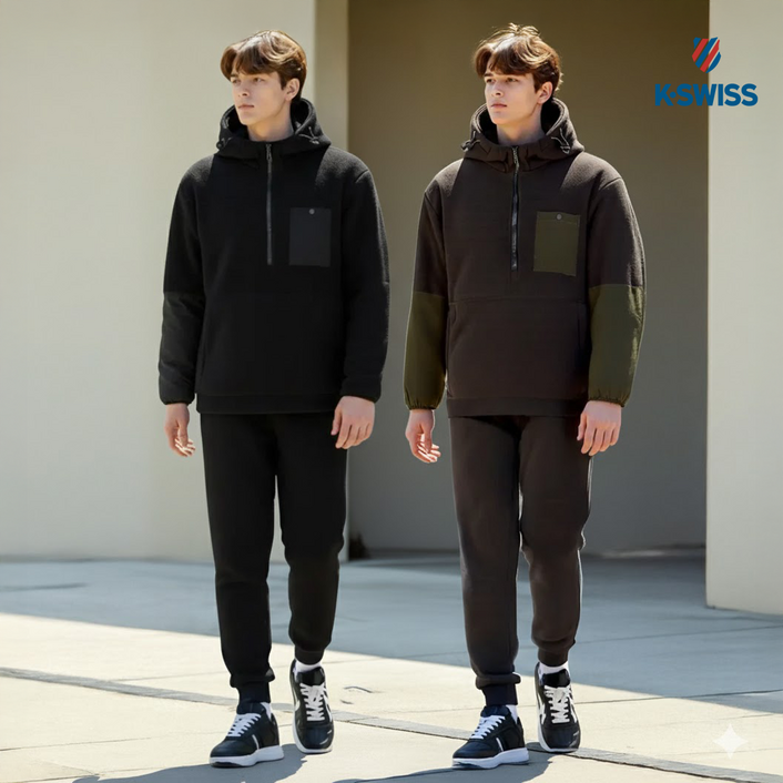 케이스위스 K-SWISS 남여 기모 후리스 아노락+조거팬츠 세트