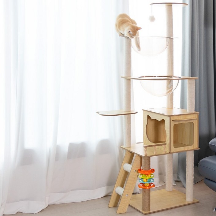 메리샵 캣타워유해물질이없는자연친화적고양이놀이터, 1개, 우드