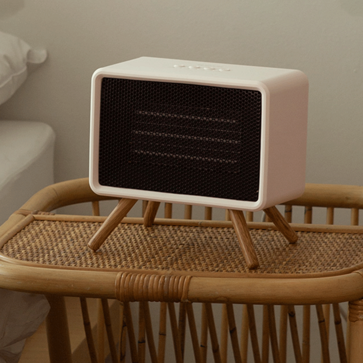 디큐브 미니온풍기 사무실 온풍기 전기 히터 PTC 1500W 유럽형 인테리어디자인, 폴라 화이트