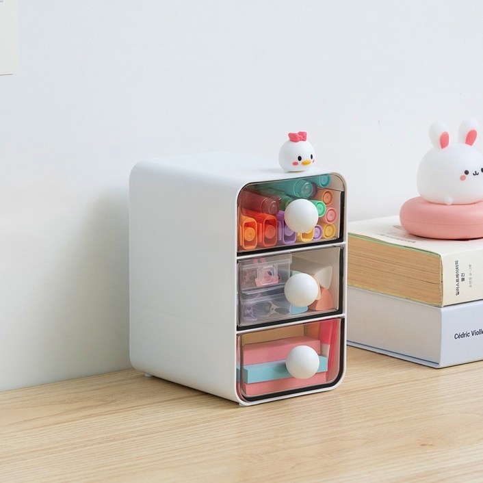 YOUNG 공간 활용 끝판왕 3단 슬라이딩 데스크 수납함 미니 책상 정리함 소품 정리 박스