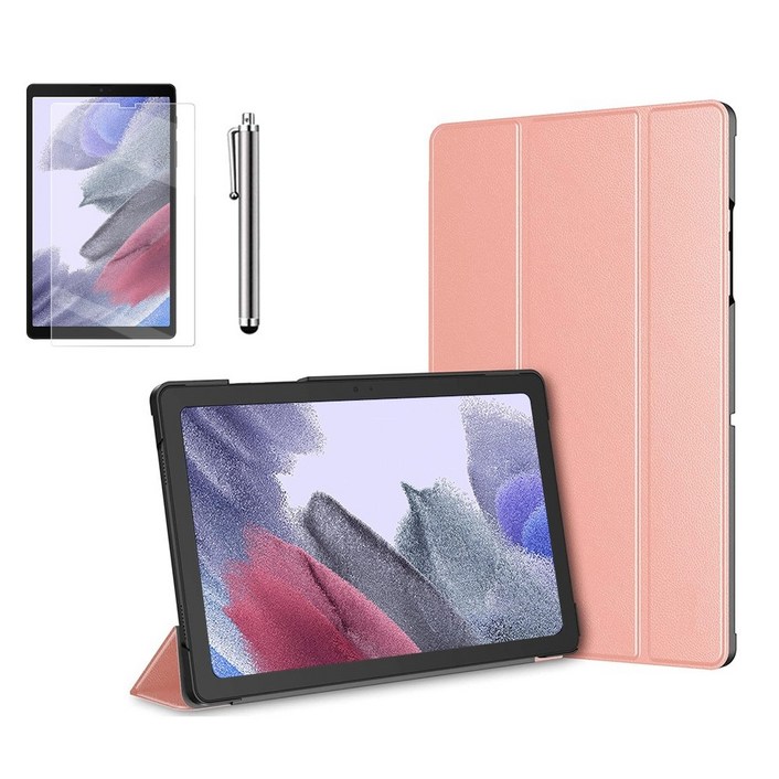 갤럭시탭A7 라이트 Lite 8.7 슬림 북커버 케이스 스탠드+액정필름+터치펜 SM-T220N T225N 케이스나라