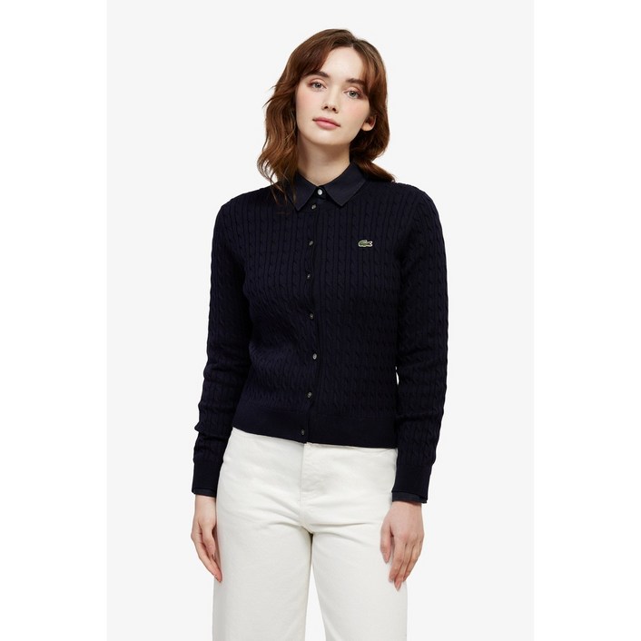 [라코스테 공식] 여성 케이블 긴팔 가디건 AF218E-56G HDE