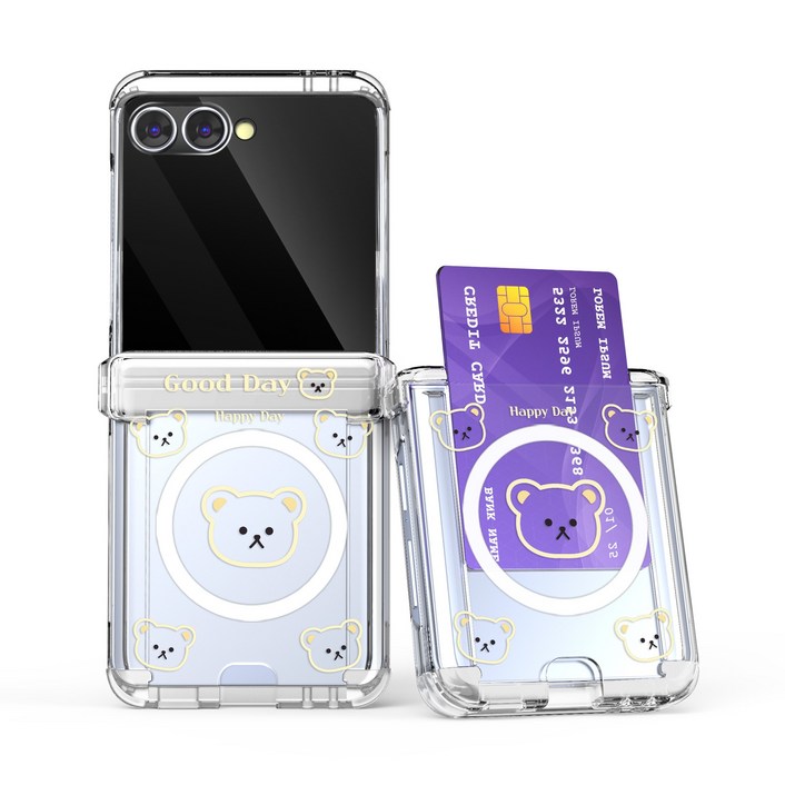 갤럭시Z플립 5 6 7 감성 디자인 맥세이프 카드 투명 하드 케이스