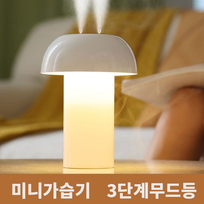 CCAGU 미니 가정용 가습기 초음파 500ml 듀얼 분사구 무드등 집들이선물 추천 탁상용 가습기, 화이트