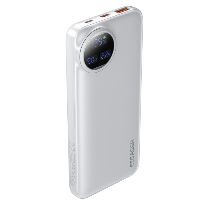 Essager 일체형 고속충전 대용량 보조배터리 10000/20000mAh PD 22.5W QC3.0 잔량표시, 화이트, 10000mAh