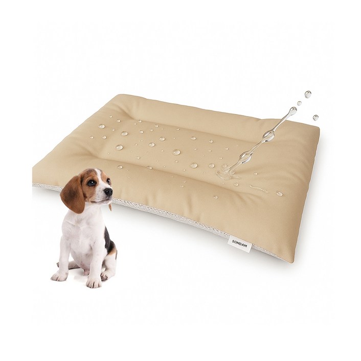 강아지 여름 방수방석 포근한 쿠션 알러지프리 진드기차단 애견방석 펫방석 애완견 사계절 쿨, 1개, 베이지