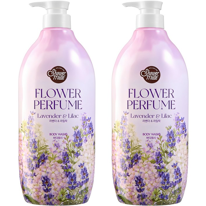 샤워메이트 퍼플플라워 퍼퓸 바디워시 라벤더라일락 향, 900g, 2개