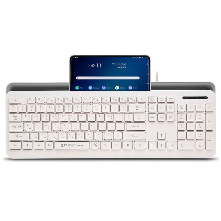 이큐메딕 항균 모바일 거치형 저소음 유선 일반형 키보드, 화이트, SanitizeK1, 제조사축
