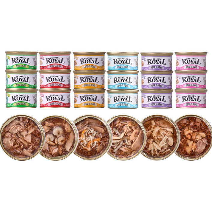 펫스토리로얄 프리미엄 고양이 캔 사료, 혼합 6종, 85g, 24개