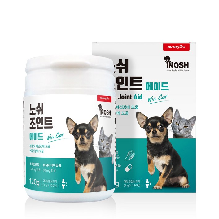 뉴트라라이프 반려동물 노쉬 영양제, 120정, 뼈관절강화, 1개 뉴트라라이프 반려동물 노쉬 영양제, 120정, 뼈관절강화, 1개