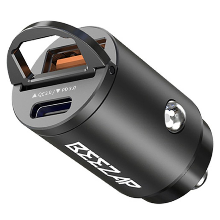 비잽 듀얼 30W 차량용 매립형 초미니 PD 3.0 QC 3.0 PPS 지원 시거잭 충전기, BZD33, 블랙 비잽 듀얼 30W 차량용 매립형 초미니 PD 3.0 QC 3.0 PPS 지원 시거잭 충전기, BZD33, 블랙