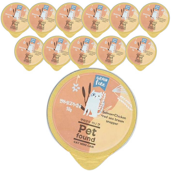 고양이 펫파운드 미니 캔 간식 12p, 연어  닭고기  참돔, 600g, 1개
