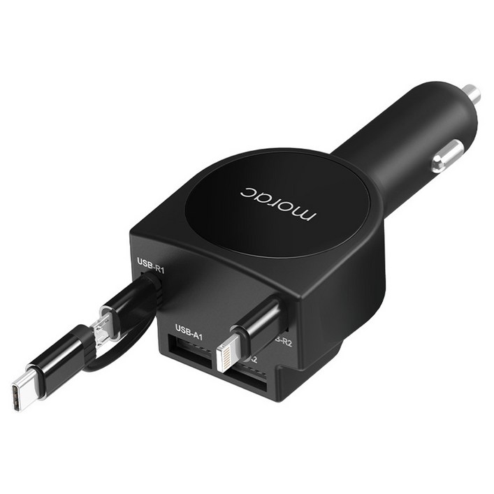morac 네다 R5 5in1 차량용 릴 고속 충전기, 블랙, MR-CC-NDR5