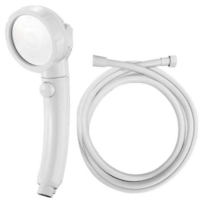 월드크린 퍼팩트 온오프 샤워기 헤드 + 물때방지 호스 2m, 1세트, 화이트