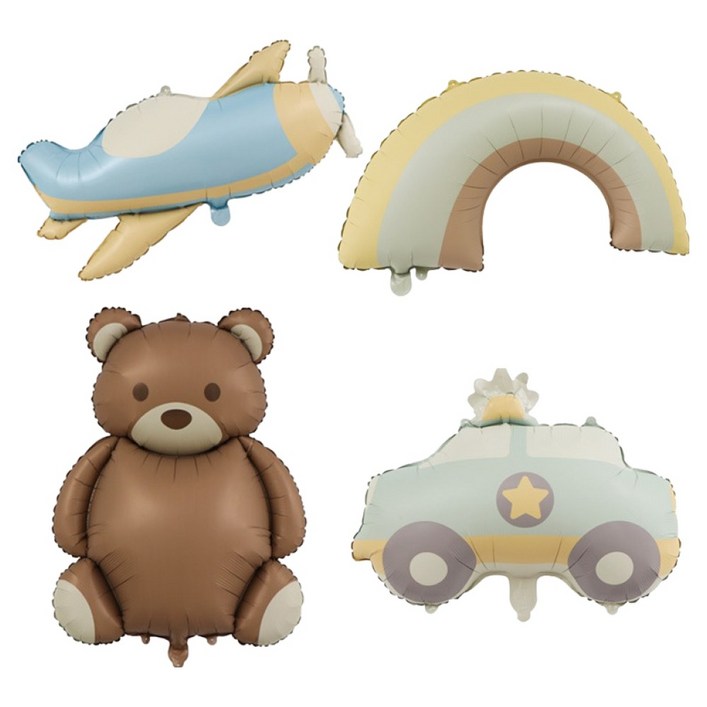 코히모 곰돌이  자동차  비행기  무지개 파티 풍선 세트 5W0362, 1세트, 혼합색상
