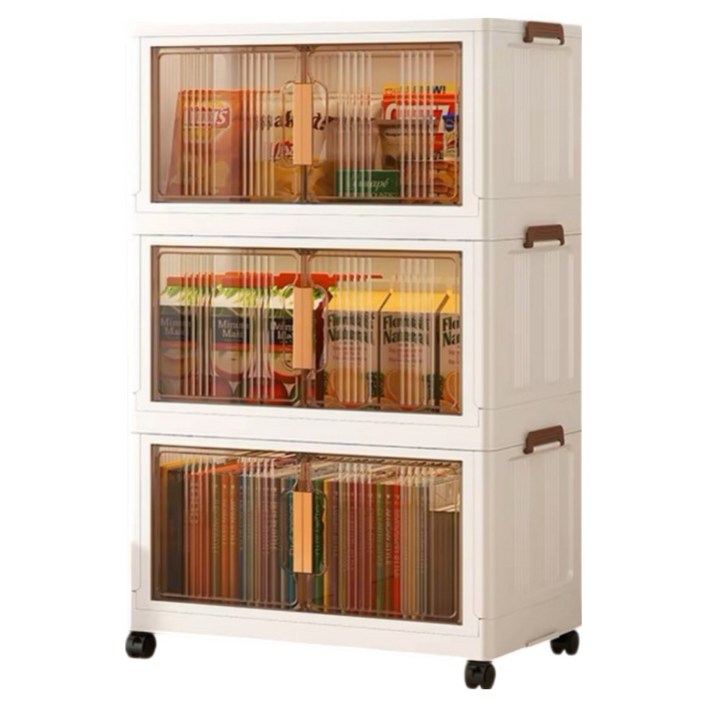 심플리앙 접이식 폴딩 다용도 이동식 리빙박스, 베이지, 3개