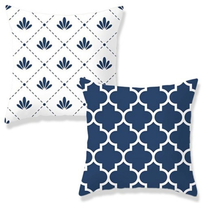 아리코 블루패턴 쿠션커버 2종 세트