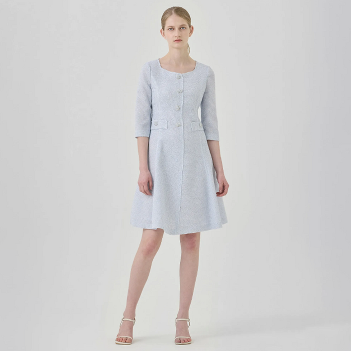 라인어디션 여성용 스퀘어넥 쥬얼버튼 트위드 원피스