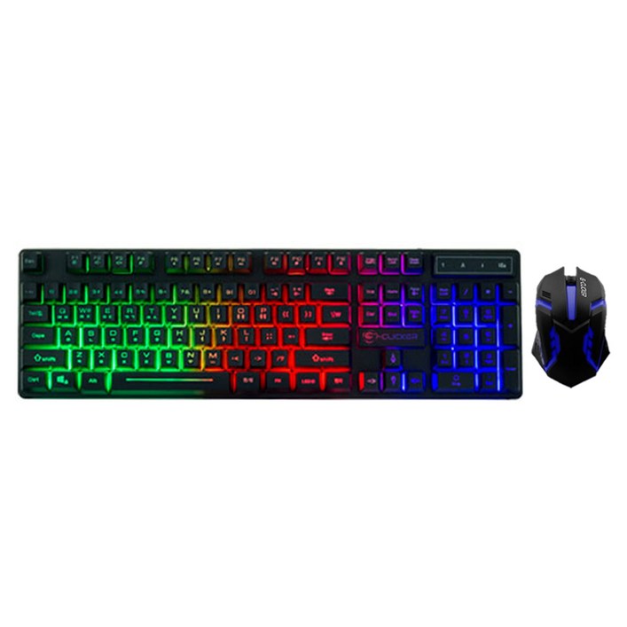 지클릭커 슈퍼히어로 유선키보드 마우스 세트, 블랙, GMK180, 일반형