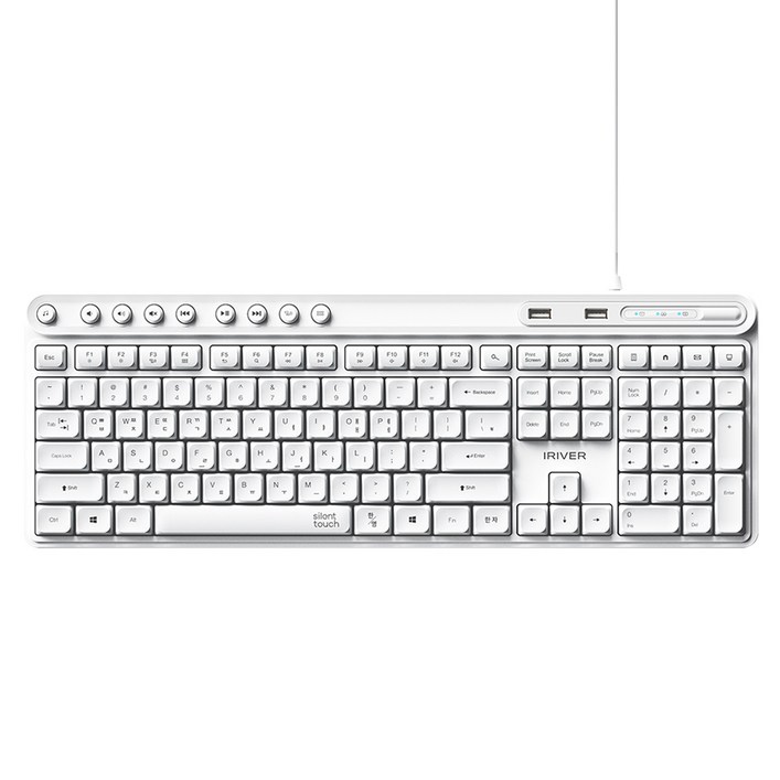 아이리버 2PORT HUB 지원 생활방수 무소음 유선 키보드, White, K601U, 제조사축