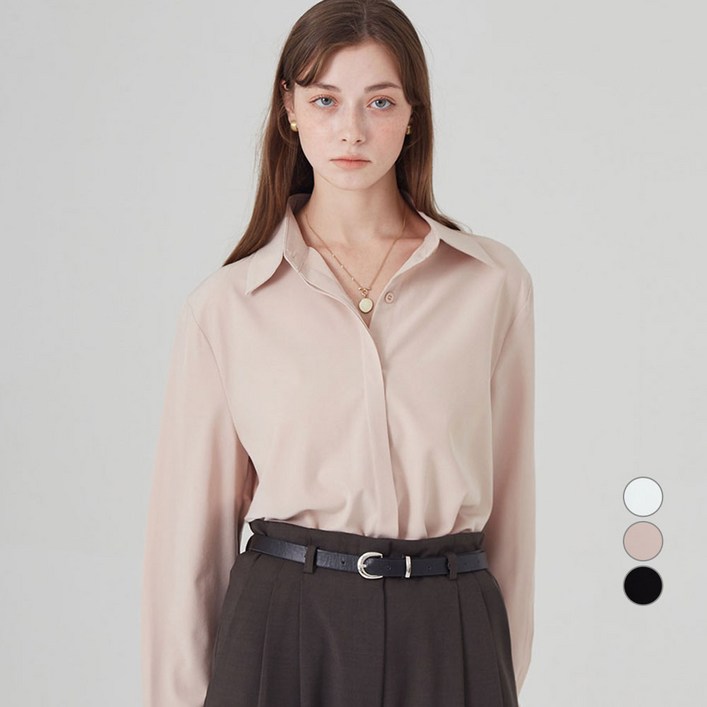 ELLE PARIS 링클프리 히든버튼 셔츠 블라우스