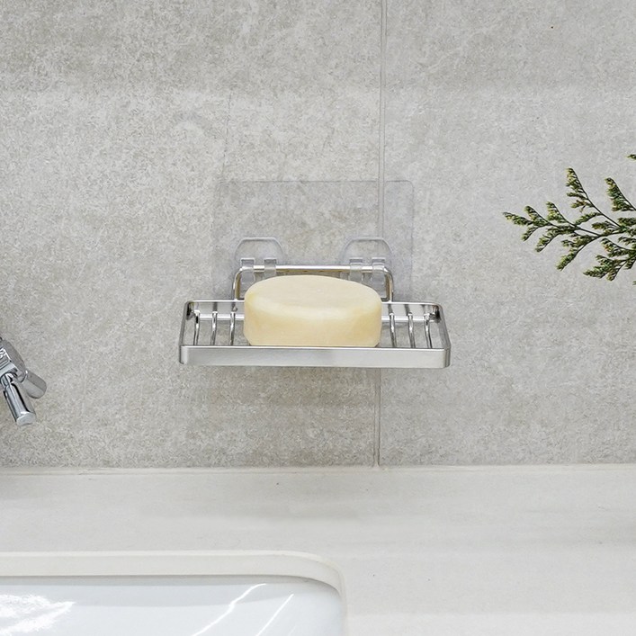 스파이더락 무타공 스마트접착 물빠짐 비누받침대