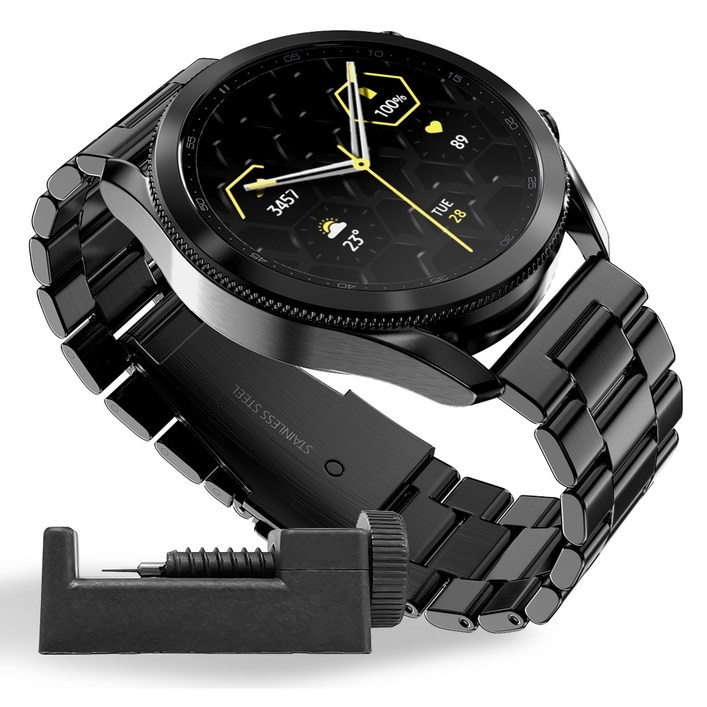 구스페리 메탈 스틸 밴드 스트랩, 블랙, 1개