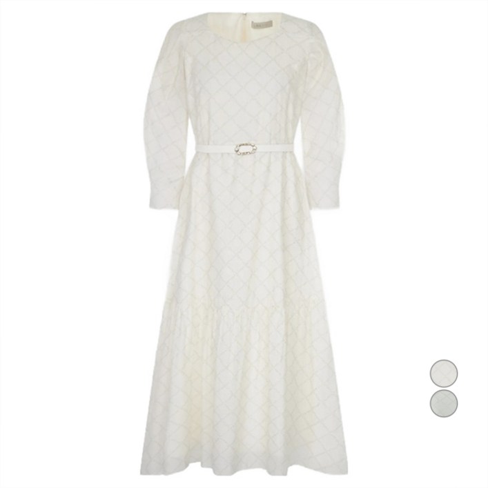 라인어디션 여성용 다이아몬드 패턴 벨티드 원피스