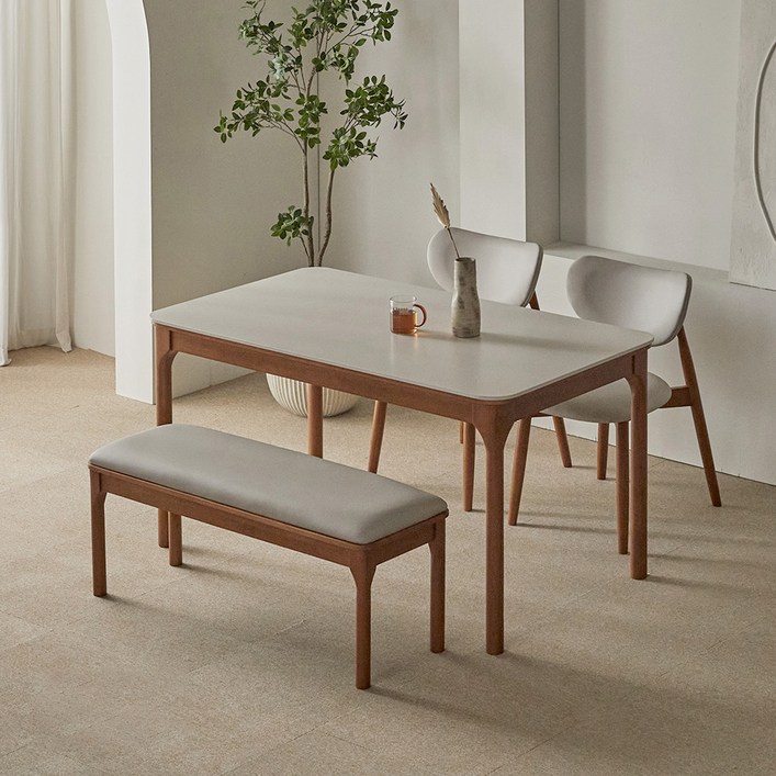 파로마 채튼D 통세라믹 원목식탁  의자  벤치세트 4인 방문설치