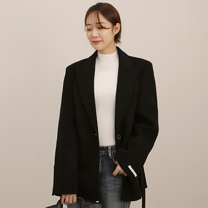 오키진 여성용 싱글 로브 핸드메이드 코트